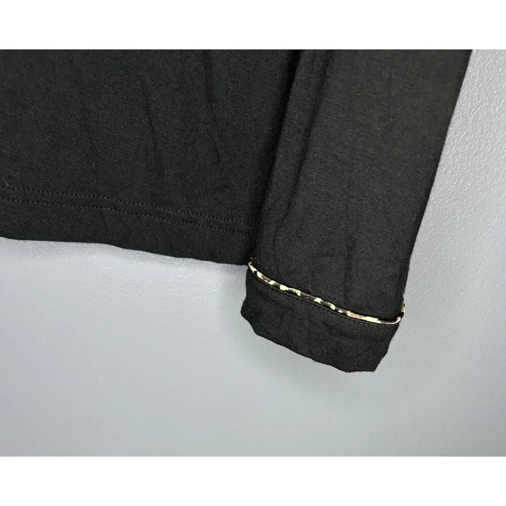 Gilligan O'Malley Pajama Top Womens Small Black Modal Long Sleeve Button Up Soft
